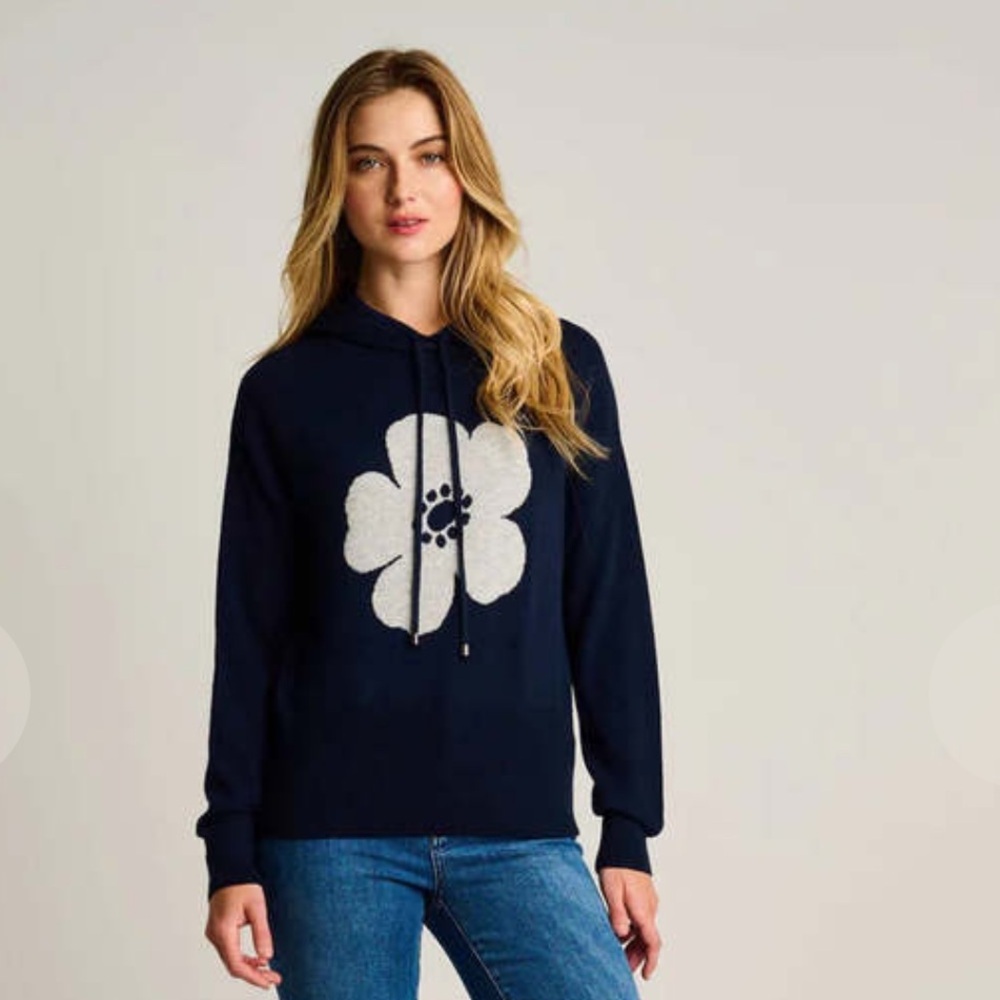 Lisa Todd Poppy Hoodie - Navy with gray flower - XS